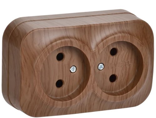 Розетка без заземления накладная IEK Glory РС22-2-ХД 2-м. дуб картинка